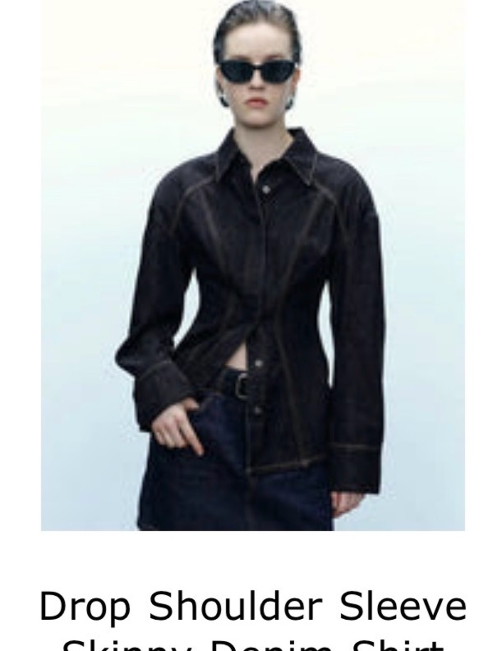 Drop Shoulder Skinny Denim Shirt